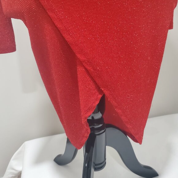 SYMPHONY RED GLITTER GLAMOROUS COCKTAIL WRAP DRESS SIZE M - Picture 8 of 9